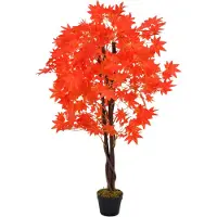 vidaXL Plante artificielle d'érable avec pot Rouge 120 cm