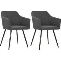 vidaXL Chaise de salle à manger 2 pcs. Tissu gris foncé
