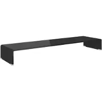 vidaXL Table TV/rehausse d'écran en verre noir 110x30x13 cm