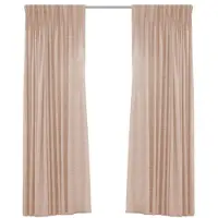 Larson - Rideau occultant tissé de luxe - Anneaux - Beige - 300 x 250 cm - occultant & prêt-à-porter