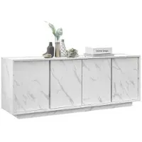 Cstore Buffet - Marbre blanc - Style chic - 4 portes - MARMO - L 180 x P 43 x H 70 cm