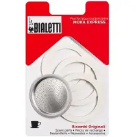 Bialetti Grille Micro-Filtre + 3 joints pour Moka / Dama 6 tasses Réf. 0800004