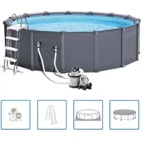 Intex Piscine avec panneau Graphite 478 cm PVC 16805 L 28382GN