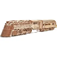 Wood Trick Atlantic Express Train 3D Puzzles en bois pour les adultes et les enfants construire - 26,7x4 in - Rides jusqu' 9 pieds - kit de mo