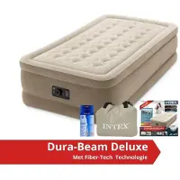 Intex Ultra Plush - Matelas gonflable - Simple - Avec kit de réparation et pompe intégrée191x99x46 cm - PVC - Beige