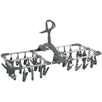 NordFalk étendoir suspendu 59x34 cm avec 36 pinces - Etagère à vêtements pliable - Carrousel de séchage en aluminium