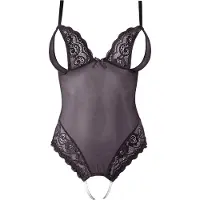 Cottelli collection - body ouvert en dentelle avec perles - noir