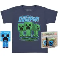 Funko POP! Minecraft And Short Sleeve T-shirt Creeper Bleu M Enfants