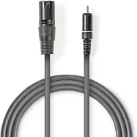 Nedis Câble audio non équilibré - XLR 3 broches mâle - RCA - nickelé - 1.50 m - rond - PVC - gris foncé - étui carton