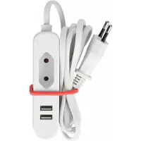 Perel Bloc Multiprise - 1 Prise Euro Et 2 Ports Usb - Idéal En Voyage
