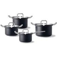 BK Q-linair Master Black Kookpannenset - 4 delig - Veilig afgietsysteem, Poêle + casserole, Noir