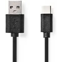 Nedis USB-Kabel | USB 2.0 | USB-A Stecker | USB-C Stecker | 15 W | 480 Mbps | Vernickelt | 0.10 m | Rund | PVC | Schwarz | Umschlag