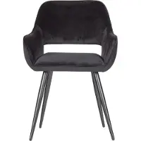 Woood Lot de 2 chaises de salle à manger Jel en velours, noir