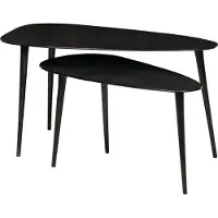 Woood Table d'appoint triangulaire - Métal - Nickel noir - 49x89x49 - Lot de 2