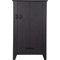 Woood Gijs, armoire de salon, armoire de rangement, en pin, noire