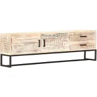 vidaXL Meuble TV Blanc 140 x 30 x 45 cm Bois d'acacia massif