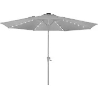 Blumfeldt Parasol de Jardin Exterieur et Balcon, Panneaux Solaires, Lumières LED, Protection UV, Etanche, Grand Parasol Deporte Réglables Hauteur et Angle, Parasols Exterieur Jardin, Avec ou Sans Pied