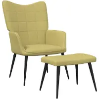 vidaXL Chaise de relaxation avec tabouret Vert Tissu