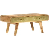 vidaXL Table basse "Hoßkirch" en bois massif de manguier doré. Dimensions (L/L/H) 90x50x40 cm