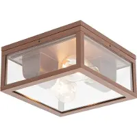 QAZQA Plafonnier industriel brun rouille IP44 2 lumières - Charlois