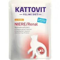 Kattovit Feline Diet Renal Chicken Aliments humides avec du poulet pour les chats souffrant de problèmes rénaux 24x85 g