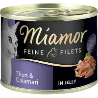 Miamor Filets Fins 6 x 185 g pour chat - thon, calamars en gelée