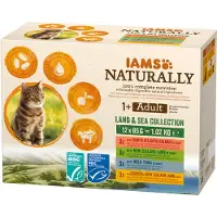 IAMS Naturally Senior Land & Sea Collection pâtée à la viande & au poisson pour chat (12x85g)