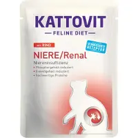 Kattovit Feline Diet Renal Beef Aliments humides avec bœuf pour les chats souffrant de problèmes rénaux 24x85 g