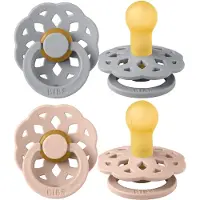BIBS Set de 2 tétines rondes en latex Boheme, +0 mois, Cloud - Blush, Bavoirs