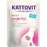 Kattovit Feline Diet Diabetes Salmon Aliments humides au saumon pour chats diabétiques 24x85 g