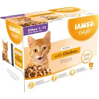 IAMS Delights Kitten pâtée au poulet en sauce pour chaton (12x85g)