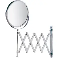 Wenko - miroir cosmétique mural télescope exclusif - orientable, -100% et 300%, chrome, ø 17 cm, longueur de bras de 12 a 50 cm