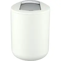 Wenko Poubelle de salle de bain , modèle Brasil S, 2 litres, avec couvercle à charnière, en plastique incassable sans BPA, blanche, Ø 14 x 21 cm