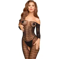 Penthouse Dreamy Diva - combinaison carmen résille motifs zigzag - noir - XL