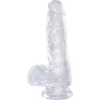 King Cock - godemichet réalisme avec ventouse et testicules - 15cm transparent