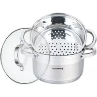 Klausberg Ensemble de Cuisson à Vapeur 18 cm Acier Inoxydable 3 Pièces