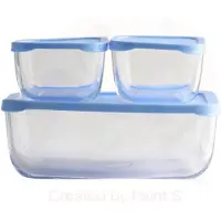Pasabahce Snow Box Set de rangement Couvercle bleu, 3 pièces - 1200ml + 275cc + 275cc