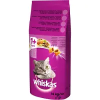 Whiskas Adult 14kg nourriture sèche avec du thon et des légumes + Adult 12x85g Fish Jellied Treats avec : saumon, thon