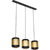 QAZQA Suspension vintage noire avec laiton oblongue 3 lumières - Kayleigh