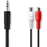 Nedis Câble audio mini jack stéréo (M) pour RCA (F) 20 cm noir rond