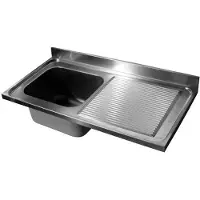 CombiSteel Évier encastré à 2 bacs à gauche, en acier inoxydable, 2000 x 600 x 40 mm