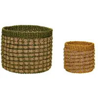 Hubsch Paniers En Pin Naturel/multicolore (série De 2) | 821503