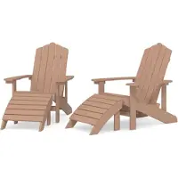 vidaXL Chaises de jardin Adirondack 2 pcs. avec tabourets HDPE Marron