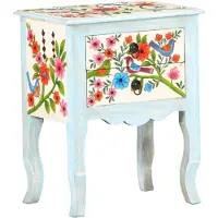 vidaXL Table de chevet peinte à la main 40x30x50 cm Bois de manguier