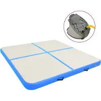 vidaXL Tapis de gymnastique gonflable avec pompe 200x200x15 cm PVC bleu
