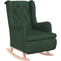 vidaXL Fauteuil avec pieds ¿¿ bascule en bois d'h¿¿v¿¿a Vert fonc¿¿ Tissu