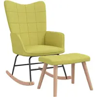 vidaXL Chaise à bascule Avec Tabouret Vert Tissu