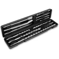 Vonroc Set de forets et burins SDS-Plus – 12 pièces – Universel – Coffret incl. forets, pointe, burins plats et à gouge