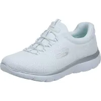 SKECHERS Femme Summits Top Player Sneaker, White Mesh Silver Trim, 38 EU