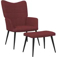 vidaXL Chaise de relaxation avec tabouret Rouge bordeaux Tissu